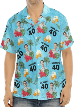 Custom Birthday Shirt with Faces,Hawaiian Face Shirt with Text,Birthday Party Shirt for Men and Women,Birthday Gifts For dad,Vacation Shirt