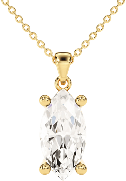 14K Solid Gold 1 Ct Marquise Cut Moissanite Solitaire Necklace / Marquise Shape Simulated Diamond Pendant Necklace / Womens Anniversary Gift
