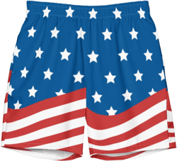 American Flag Swimming trunks- Patriotic All-Over Print Swimsuit, USA beachwear, Eco Old Glory swimwear, Stars and stripes