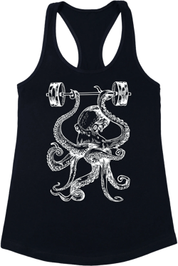Octopus Weight Lifting Barbells Tank Top, Funny Workout Gift for Women, Fitness Tanks, Gym Lover Gift, Motivational Tanks, Gym Gifts SEEMBO
