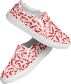 Christmas Holiday Candy Canes Canvas Shoes Women, Festival Fashion Slip-On Shoes, Aesthetic Canvas Sneaker, All Over Print Shoes for Her