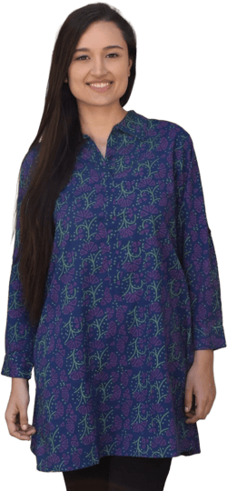 Ayurvastram - Madhuri Block Print Style Pure Cotton Shirt Tunic