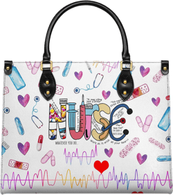 Personalized Leather Handbag Nurse Colorful