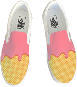 Ice Cream Dripping on Waffle Cone Vans Slip On Shoes - Women&#39;s and Men&#39;s Custom Vans Sneakers