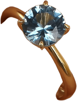 Aquamarine Solitaire  Ring, 14K Gold Round Cut, Minimalist Wedding Band Ring, Solitaire Engagement Ring, Aquamarine Solitarie Ring