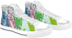 Stitch and Angel Hi Top Sneakers, Canvas printed Shoes For Kids and Adults