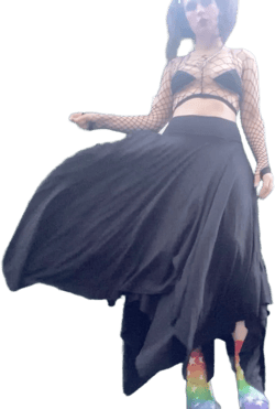 URSULA Skirt - Flowy Maxi Skirt Full Handkerchief Hem, Soft Comfy Bamboo Knit, Color Options