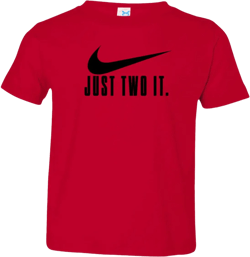 Toddler Just Two It Shirt | Two Year Old Nike Inspired Tee | Birthday-Based Graphic T-Shirt | Twin Sibling Shirt Gift | Athletic Apparel