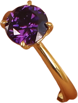 Amethyst Solitaire  Ring, 14K Gold Round Cut, Minimalist Wedding Band Ring, Solitaire Engagement Ring, Amethyst Solitarie Ring