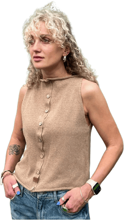 Hand knit warm alpaca wool yarns sweater vest, Woolen pullover vest with buttons, Minimalistic knitted natural alpaca soft brown vest MATERA