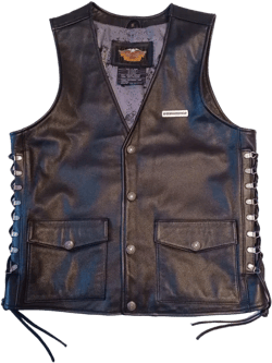 Men&#39;s Harley Davidson Avenue Vest Black Leather Moto Café Biker Vest