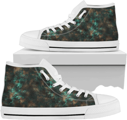 Woman&#39;s Distress patina Custom High Top Shoes, Girlfriend Gifts for idea Comfortable Cute Shoes Tie Sneakers