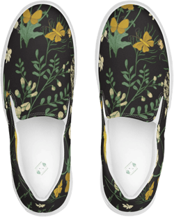 Women&#39;s Fashion Floral Canvas Slip-On Shoes, Womens Slip-On SummerShoes, Womens Boho Lover Gifts, Unique Flat Slip-On Shoes, Slip-On For Her