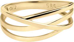 Gold Wrap Ring, Criss Cross Open Band Ring, Triplet Row Ring, 14k Solid Gold Ring, Wraparound Stackable Ring, X Ring, Gold Crossover Ring