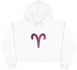 Aries Zodiac Crop Hoodie - Aries Women Horoscope Sign Pullover, Aries Zodiac Hoody, Astrology Graphic Hoodie
