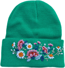 Floral Embroidered Beanie - Custom Color Beanie, Wildflower Beanie, Boho beanie, Christmas gift, Winter Beanie for Women