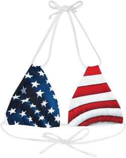 Women&#39;s Patriotic American Flag Strappy Triangle Bikini Top| Sizes XS-XL| Adjustable Straps| Removable Cups | Assembled in the USA