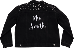 Bride Jean Jacket - Black Denim, Embroidered Black Bridal Jacket, Future Mrs Jacket, Personalized Future Mrs Jacket, Custom Wedding Jacket