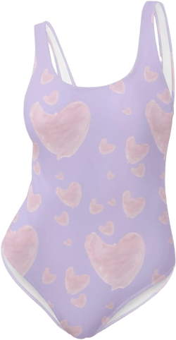 Watercolor Hearts Women&#39;s One-Piece Swimsuit, Pink and Purple Bathingsuit
