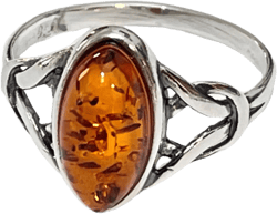 Sterling Silver Ring, Amber Jewelry, Natural Baltic Cognac Amber Ring, Best Gift For Her Birthday, Statement Jewelry, Statement Ring