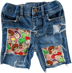 Toy Story shorts birthday made with toy story fabric distressed trendy