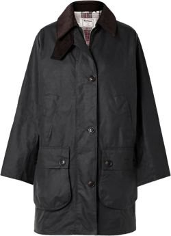 Barbour Women's Black The Edit By Alexa Loren Corduroy-Trimmed Waxed-Cotton Jacket
