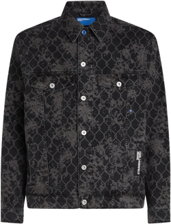 Karl Lagerfeld Men's Black Graphic-Print Denim Jacket