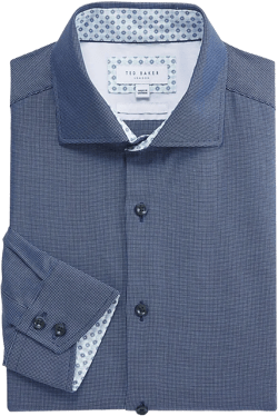 Ted Baker Men's Blue Printed Cotton Slim-fit Dress Shirt
