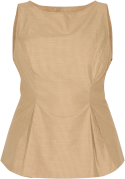 Plus Sand Striped Cotton Peplum Top