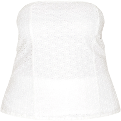Plus White Embroidered Linen Bandeau Top