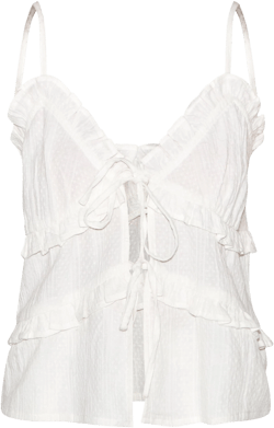 White Textured Strappy Cami Top