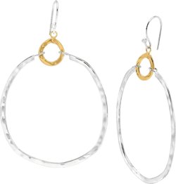 Silpada .925 Sterling Silver & Brass Hoop Earrings for Women, Jewelry Gift Idea, French Wire Back-Findings, 'Dynamic Duo'