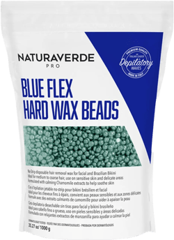 NaturaverdePro Blue Flex Hard Wax Beads, Body and Facial Hair Removal, Brazilian Bikini Wax for Women with Calming Chamomile - 2.2 lbs