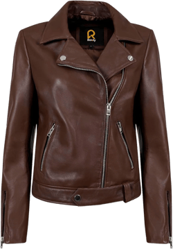 Rauly Biker Style Vintage Leather Jacket Women - Casual Motorcycle Zip-Up Lightweight Coat Collar Women Leather Jacket Brown Medium