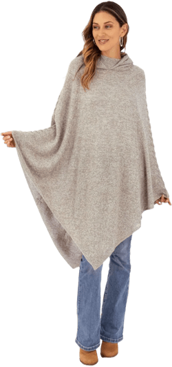 NOVICA Artisan Handmade Alpaca Blend Hooded Poncho Knit in Taupe from Peru Wool Clothing White Beige Solid ' Adventurous Style in Taupe'