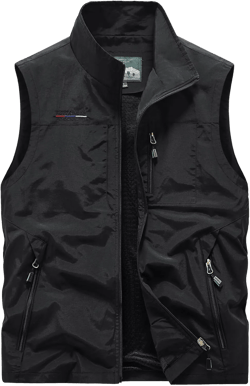 Lightweight Outdoor Vest Jacket for Men, Windbreaker for Golf, Safari, Travel, Fishing, Hiking, Gray 3X-Large Black