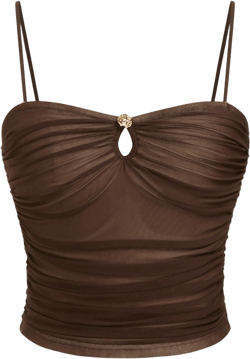 Mesh Square Neck Cut Out Top