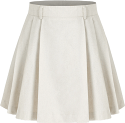 Linen-Blend Mid Waist Solid Pleated Mini Skirt