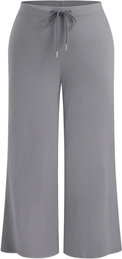 Mid Rise Elastic Waist Knotted Straight Leg Trousers Curve & Plus