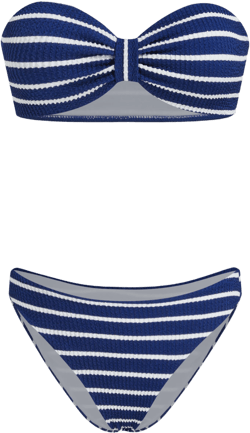 Texture Bandeau Stripe Ruched Cheeky Bikini Set