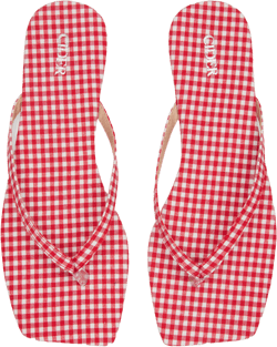 GINGHAM FLIP-FLOP SQUARE TOE SLIPPERS