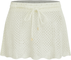Knit Mid Rise Crochet Drawstring Cover Up Skirt