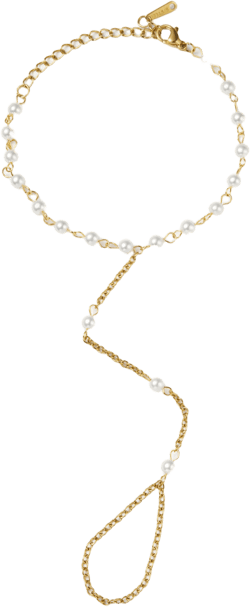 FAUX PEARL 18K GOLD PLATED STAINLESS STEEL MITTENS BRACELET