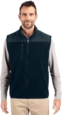 Cutter & Buck Cascade Eco Fleece Mens Vest - Navy Blue - XXXL
