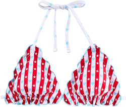Women&#39;s Heart Print Reversible Ruffle Edge Triangle Bikini Top - Wild Fable&#8482; Red/White/Blue S