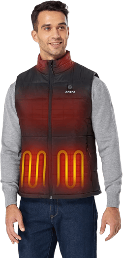 ORORO Men's Heated Vest (Black, M) and Hand Warmer (Black)