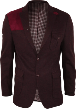 Mens Wool Tweed Shooting Jacket Hunting Blazer Check Elbow Patch Wine Vintage 36 Burgundy