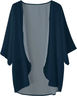 Women Chiffon Kimono Cardigan Solid Color Loose Cover Ups Casual Lightweight Flowy Blouse Beach Trendy Coat Navy-2 4X-Large