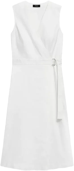 Theory Sleeveless Linen Blend A-line Wrap Dress