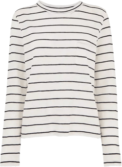 Whistles Striped Crewneck Long Sleeve Tee